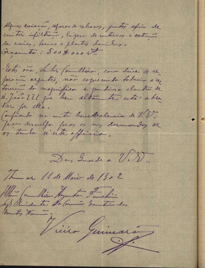 Carta de Vieira Guimarães a Augusto Fuschini, 11 de maio de 1902, página 6